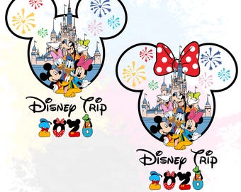 Mickey & Minnie Disney Trip 2026 PNG Design, 40 Disney Castle SVG, Custom Disney Designs for Sublimation