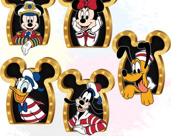 Disney Cruise Door Decorations Png Bundle, Family Cruise Vacation Png, Design for Cruise Door Magnets Personalized