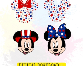 Mickey Minnie 4th of July PNG, Patriotic Disney Bundle, Mickey Mouse Independence Day Sublimation, Fourth of July Digital Download