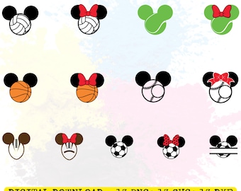 Mickey & Minnie Doing Various Sports PNG Design Bundle, Disney Sport Cliparts, Custom Disney Designs for Sublimation