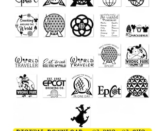 Epcot World Tour PNG SVG Bundle, Epcot Drinking Around The World Designs, Snacking Around The World PNG, Digital Download