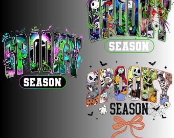Halloween Spooky Season Disney PNG Design, Jack Skellington Sally with Coquette Bow Bats Digital Designs