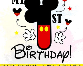 Mickey My 1st Birthday PNG Design, Disney Birthday Boy SVG, Digital File