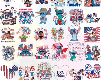 Disney Fourth of July PNG Bundle, Disney Characters Independence Day Patriotic Designs (Digital Download)