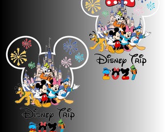 2027 Disney Trip PNG Designs, Disneyland Vacation Images, White Family Matching Design Bundle, Digital Download