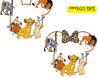 Disney Lion King Cartoon Characters Design PNG, Lion King Cast in Mickey and Minnie Head Png, Animal Kingdom Png, Magical Kingdom
