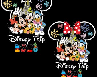Disney 2026 Family Trip SVG PNG Digital Files, Matching Family Vacation with White Mickey Ears and Text Png, Digital Download