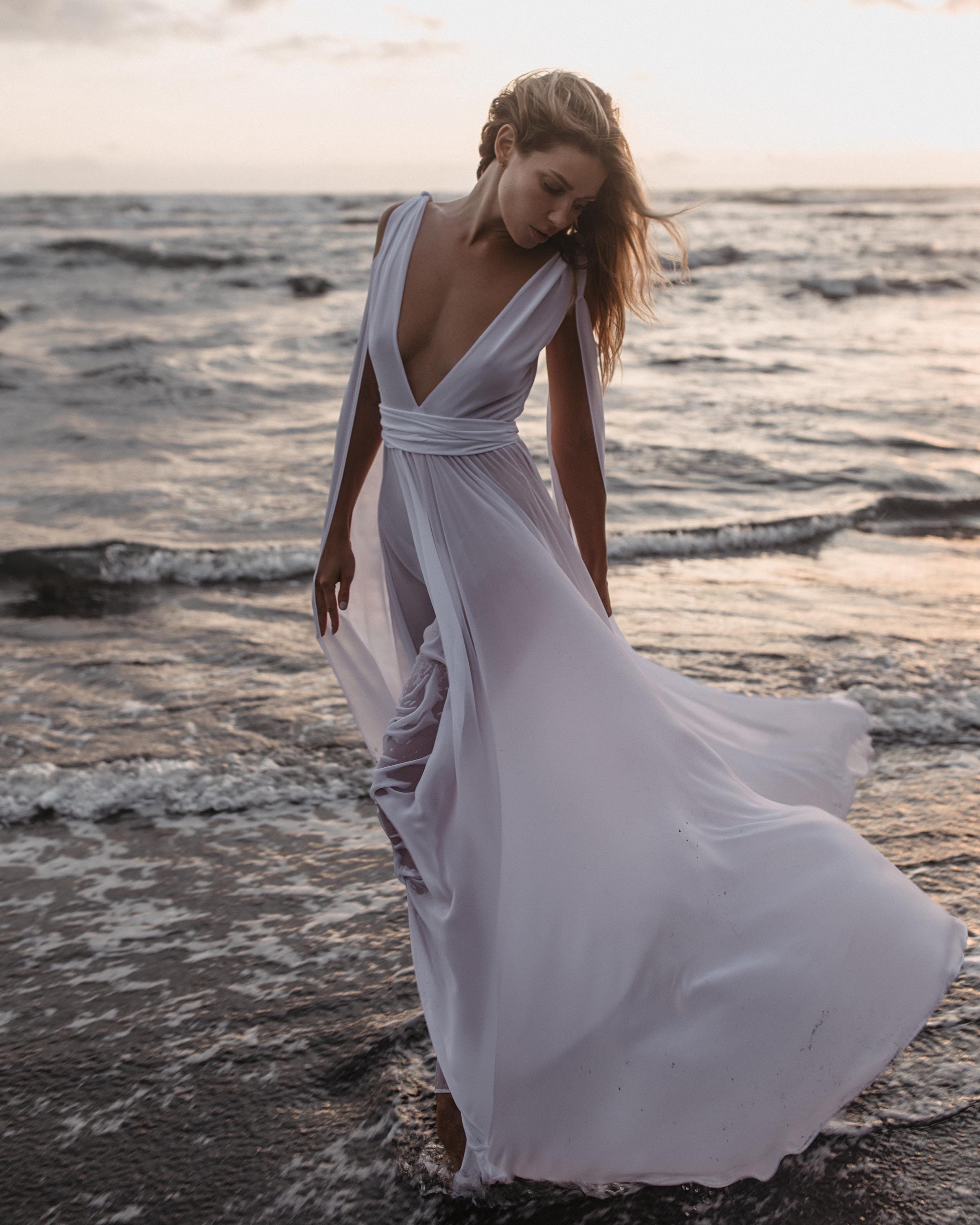 sheer beach wedding dress Modern Ruched Tulle Sweetheart Sheer Corset Pink Beach Wedding Dress, White