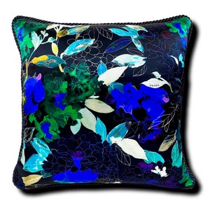 Dark Floral Fashion Fabric Pillow - Multi
