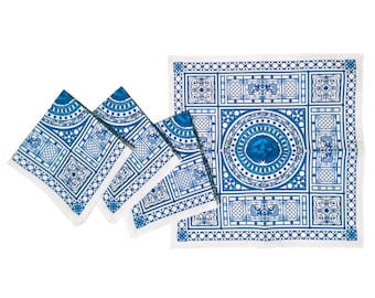 Cage Cocktail Napkins - Blue/White