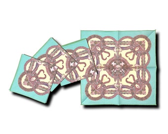 Lucy Cocktail Napkins - Turquoise/Yellow