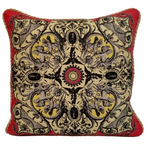Angela Pillow - Red/Black on Linen