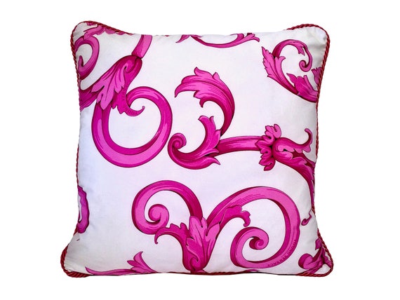 Versace Filigree Pillow FuschiaWhite Versace throw pillows | Etsy