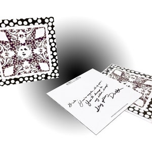 Peekaboo Note Card - Black/White/Mauve