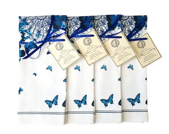 Papillon Tea Towel - Blue/White