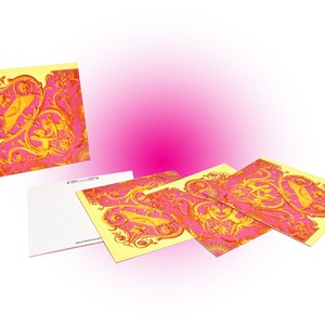 Angela cartons (paquet de 4 Quadrant) - Rose/jaune
