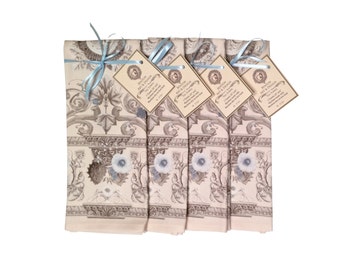 Tea Towel - &quot;Grace&quot; design in Cream/Taupe/Blue