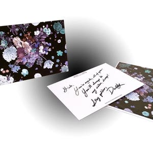 Bouquet Note Card - Black/Blue