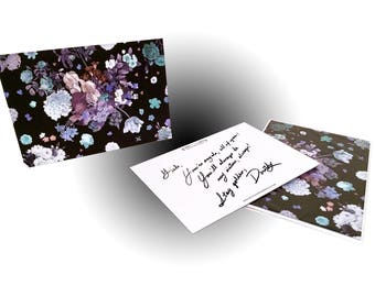 Bouquet Note Card - Black/Blue