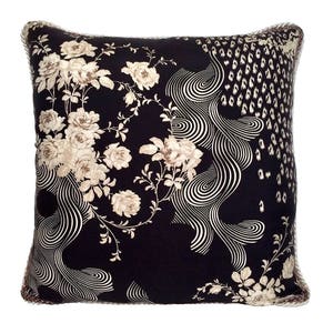 Japonerie Scarf Pillow - Black/Ivory/Beige