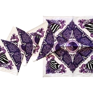 Victoria Cocktail Napkins - Purple/Ivory