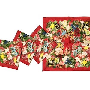 Flora Cocktail Napkins - Multi/Red