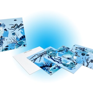 Cartes de correspondance de corail (Pack de 4 Quadrant) - bleu