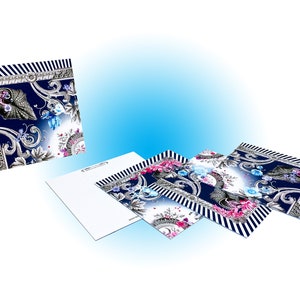 Cartes de correspondance Grace (Pack de 4 Quadrant) - rayure bleu/rose