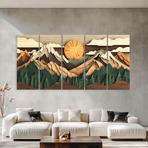 Mountain Wall Art Wood Canvas Wall Art Living Room Decor, Mountain Wall Art, Landscape Art Framed Canvas Print, Extra Large Wall Art