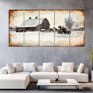 Rustikale Kunst Scheune Leinwand Wandkunst Wohnzimmer Dekor, Vintage Wandkunst, Bauernhaus Wanddekoration, Bauernhof Leinwanddruck, extragroße Wandkunst