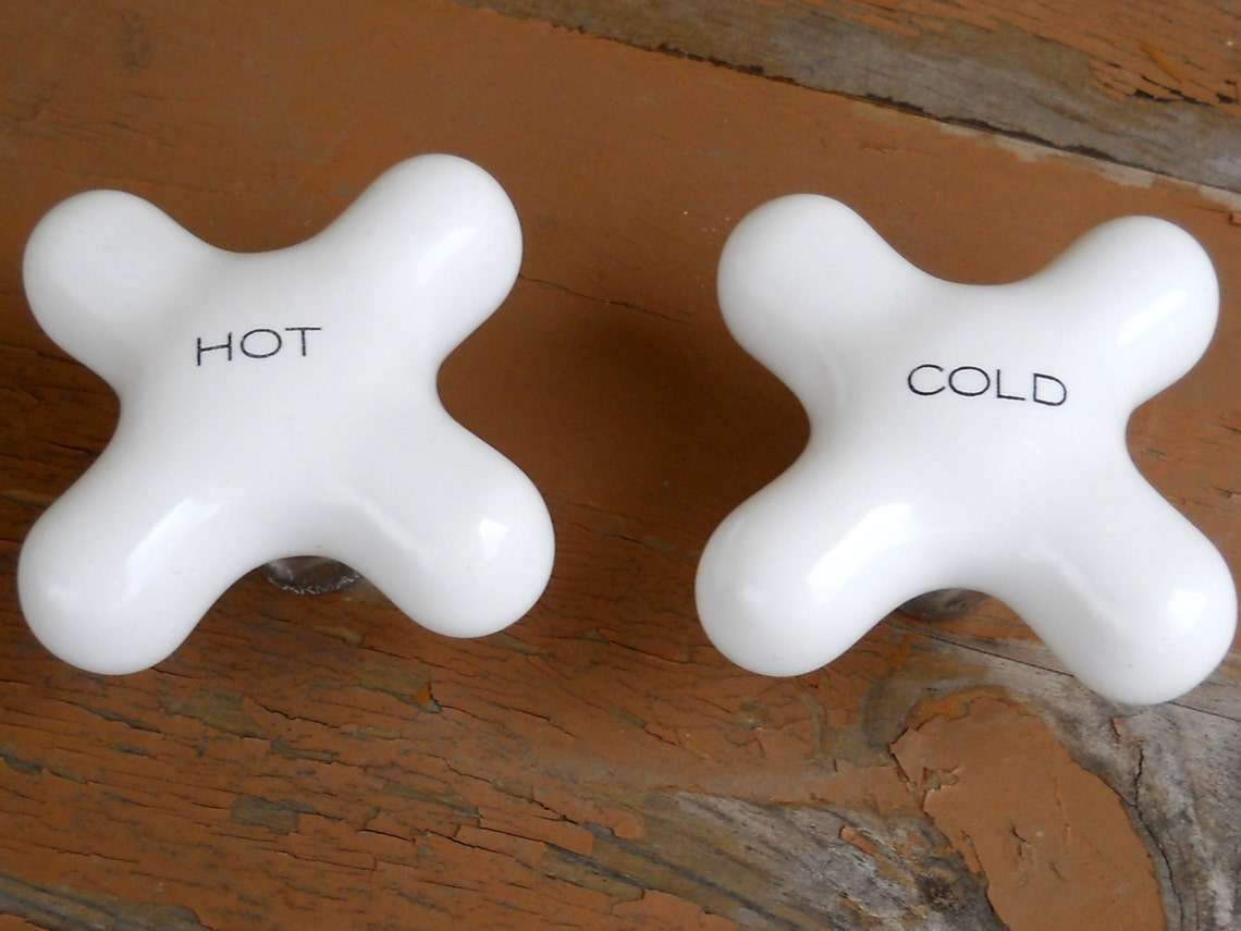 Retro Vintage Porcelain Faucet Handles Hot Cold Handles Bath Etsy