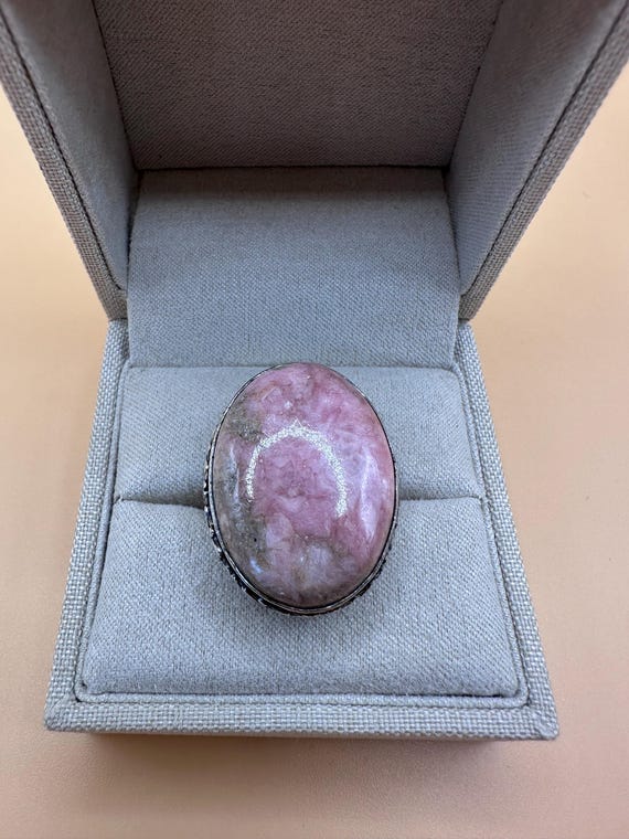 Sterling Silver Statement Ring with Natural Pink … - image 15