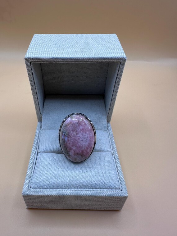 Sterling Silver Statement Ring with Natural Pink … - image 4