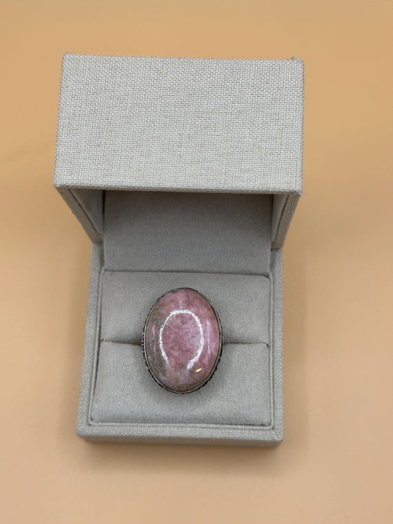 Sterling Silver Statement Ring with Natural Pink … - image 3