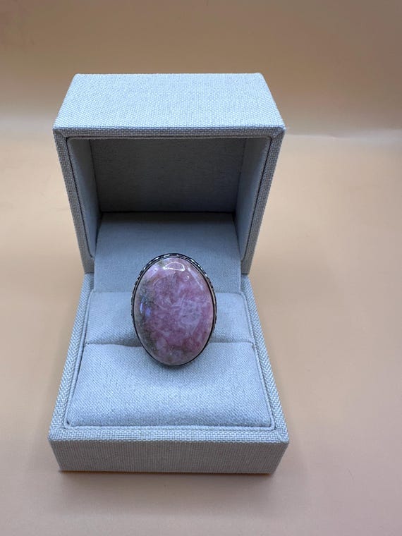 Sterling Silver Statement Ring with Natural Pink … - image 14
