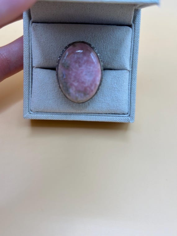 Sterling Silver Statement Ring with Natural Pink … - image 8