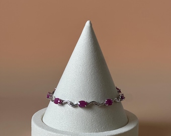 Sterling Plated Stainless Steel Ruby Bracelet
