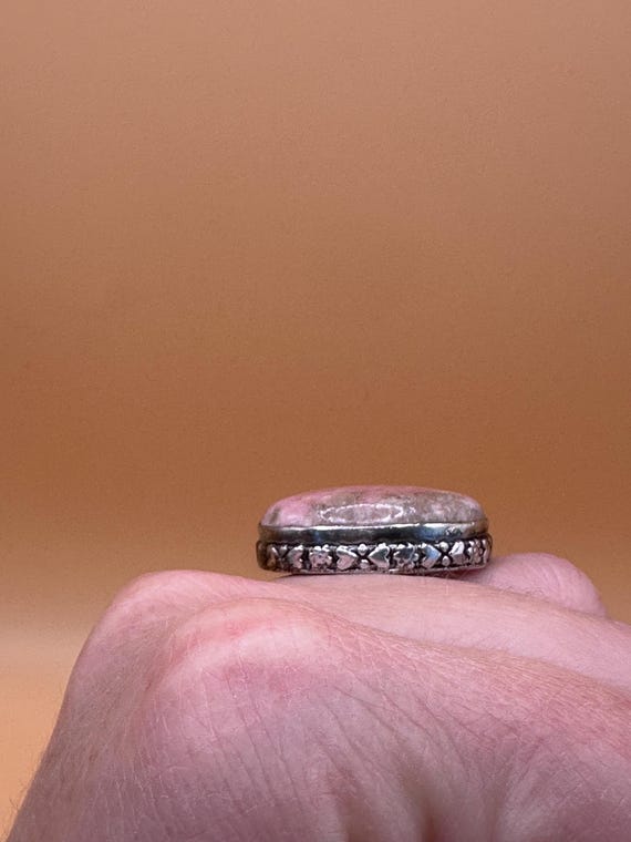Sterling Silver Statement Ring with Natural Pink … - image 13