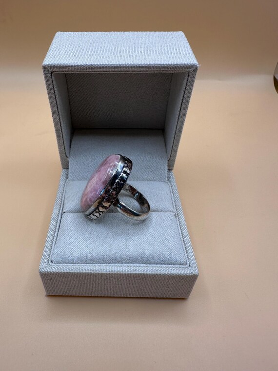 Sterling Silver Statement Ring with Natural Pink … - image 9