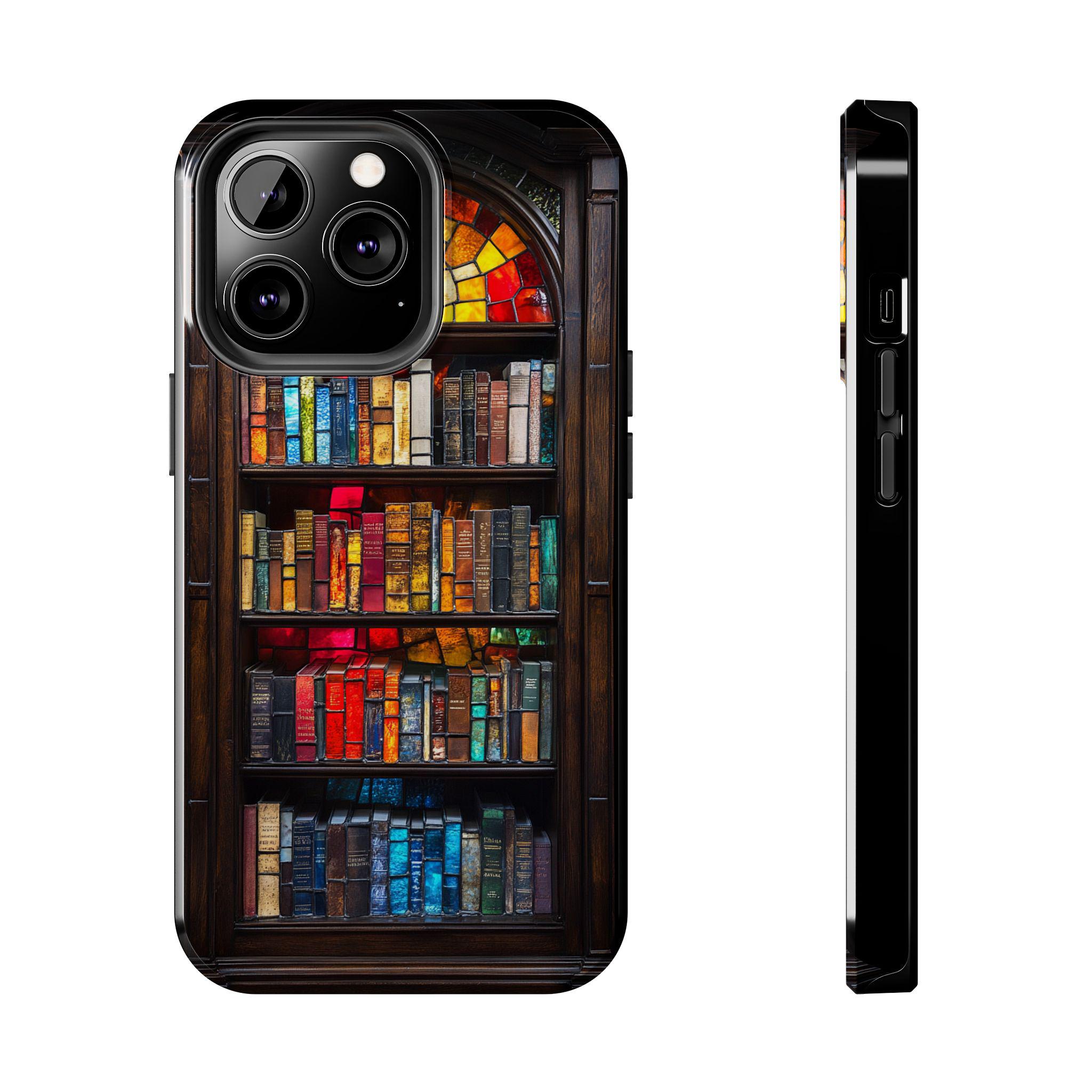 Stained Glass Bookshelf Phone Case | Vintage Book Lover Case | Artistic Bookcase Design | Iphone ...