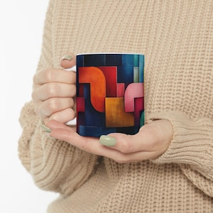 Abstract Art Ceramic Mug | Colorful Modern Design | Perfect for Home or Office | Gift for Art Lovers, Coffee Lovers, Birthdays, Art Decor