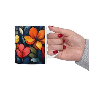 Vibrant Floral Ceramic Mug - Colorful Coffee Cup for Garden Lovers, Floral Lover Gift, Tea Mug, Home Decor, Gift for Flower Enthusiasts