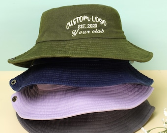 Embroidered bucket hat with text logo, hiking hat, personalized sun hat, camping hat, summer hat, travel, music festival, outdoor