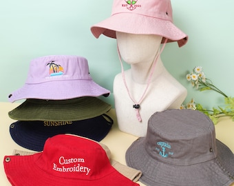 Custom hats Embroidered text logo Bucket hat Custom hat  hat Custom Personalization Sun hat Camping hat Summer hat  Hiking Hat