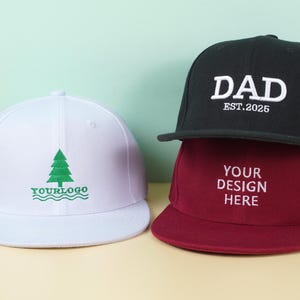 Custom text embroidered hats, personalized flat brim hats with text and logo, suitable for bachelor party, club gifts, custom hats