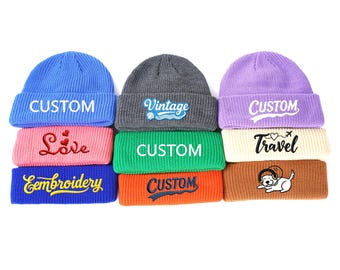 Embroidered Beanie hat, custom logo/text warm hat, outdoor activitie,custom winter hat, classic winter hat, knitted hat, Christmas