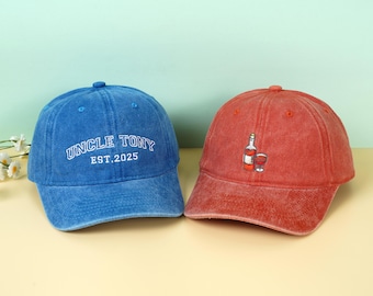 Gorra bordada personalizada con texto, logotipo, gorra personalizada, gorra lavada, gorra de fraternidad, regalo para mamá y papá, familia, regalo para él/ella, regalo navideño.