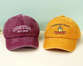 Custom Washed Children's Hat, Embroidered Text,logo Baseball Cap, Personalized Hat, Kids Hat, Baby Hat, Birthday Christmas Gift