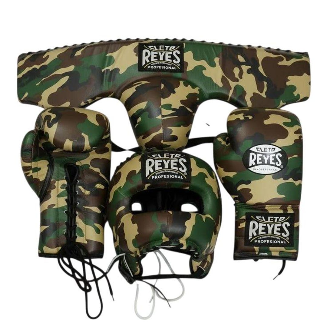 Boxing Set Customization Personalized Boxing Gear Set, Black Camo Gloves Headgear Groin Guard ...