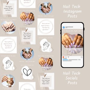 Médias sociaux de salon de manucure | Publications et légendes modifiables sur les réseaux sociaux | Lot de contenu technique pour les ongles | Modèle de publication Instagram de salon de manucure